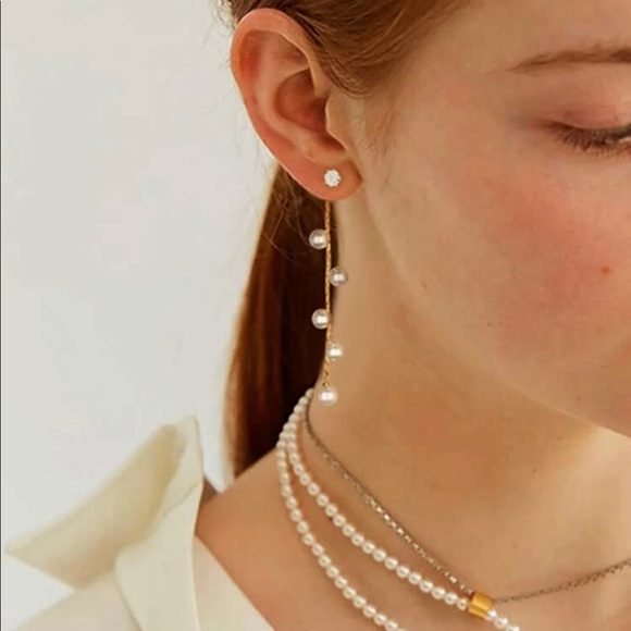 My Added Sparkle Jewelry - 3/$30 Faux Pearl Decor Drop Earrings